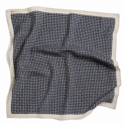 Cheich Puskar 75 x 75 cm — Foulard carré bleu marine en coton Block Print indien