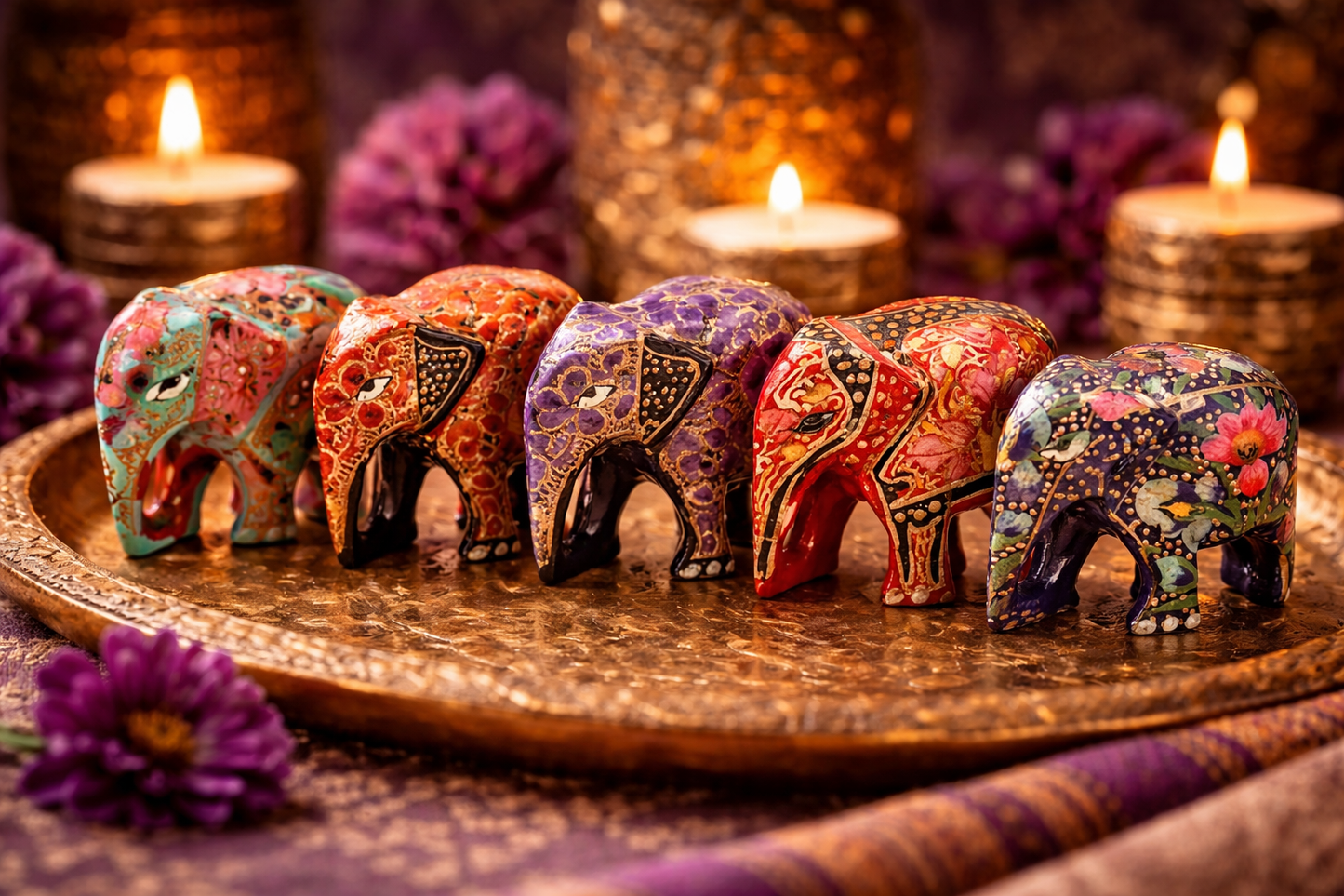 Éléphant décoratif indien peint à la main