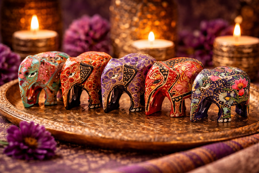 Éléphant décoratif indien peint à la main