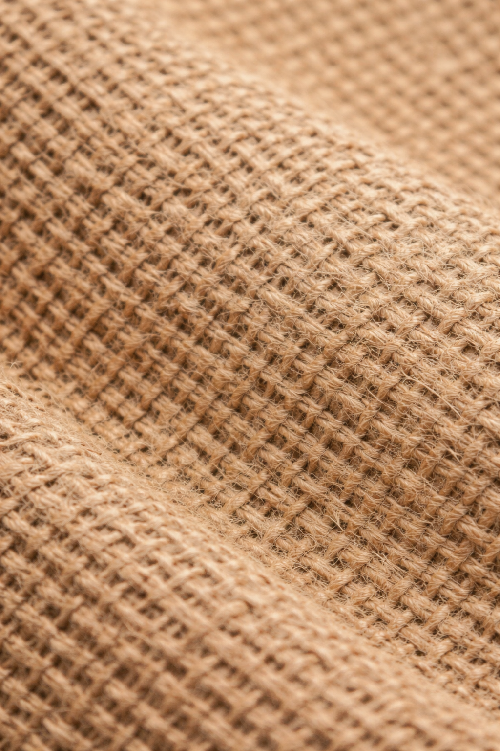 Grand sac cabas en jute naturel 50 x 35 x 20 cm avec anses, présenté sur fond blanc avec indication des dimensions.