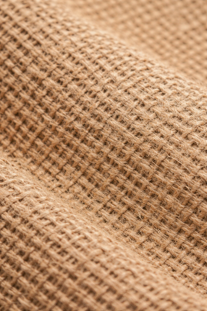 Grand sac cabas en jute naturel 50 x 35 x 20 cm avec anses, présenté sur fond blanc avec indication des dimensions.